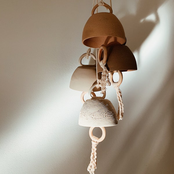 Handmade Ceramic Bells Pottery Wind Chimes Artisanal Clay Bell Stoneware Bells Organic Decor Rustic Art Modern Wabi Sabi Designer Trend