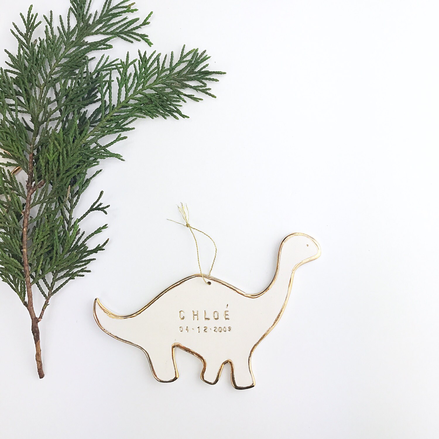 Dinosaur Personalized Ornament 22k Gold Luster Heirloom Child Etsy