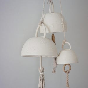 Handmade Hanging Bells Artisan Ceramic Bells Pottery Bells for Decorating Ringing Bells Ceramic Home Decor Unique Wall Art Installation