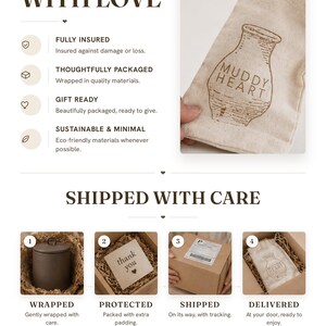 The image is a collage of four images depicting the process of shipping a package with care. The images show the package being wrapped, protected, shipped, and delivered.
