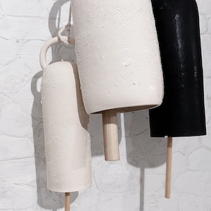 Ceramic Bells in Four Sizes — Handmade Stoneware Hanging Bell, Modern Clay Bell Wall Decor from Small to Extra Large