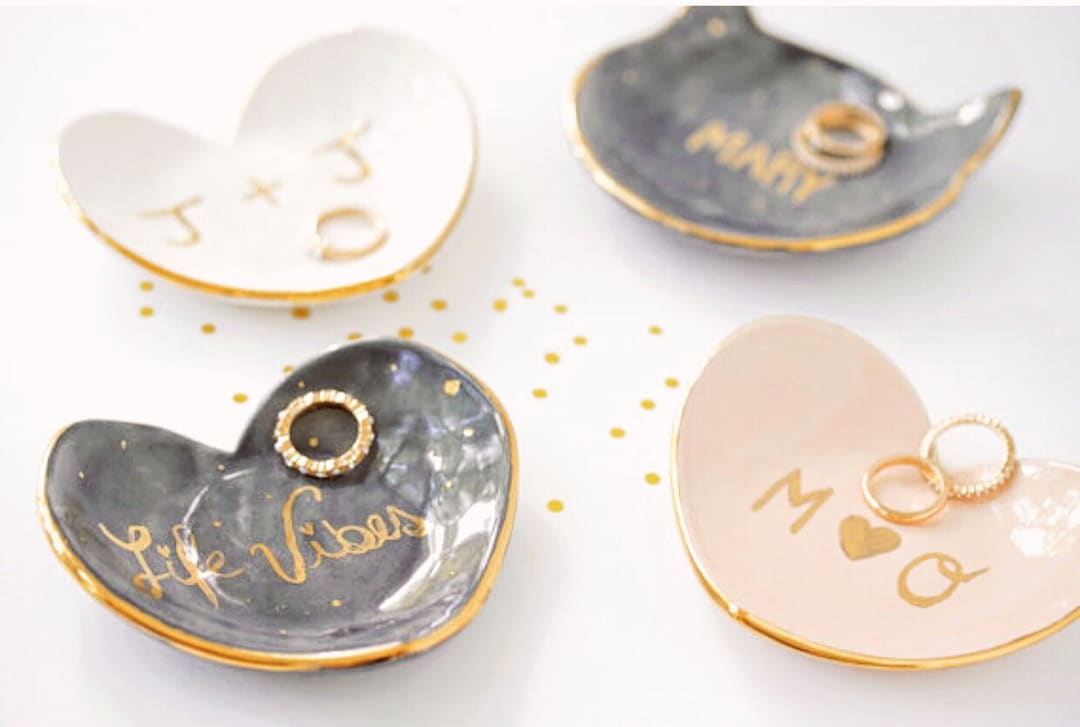 Personalized Heart Jewelry Dish 22k Gold Name Dish #customnamedish # ...
