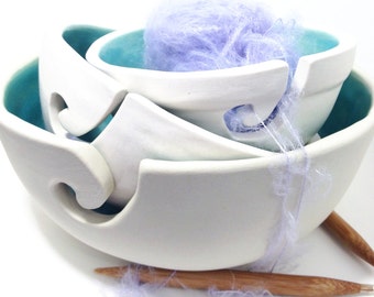 Set of Yarn Bowls In Hypnotizing Turquoise Color MADE TO ORDER