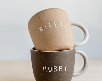 Handmade Hubby and Wifey Mugs His and Hers Mugs Cups for Couple Gift for Couples Wedding  Anniversary Engagement