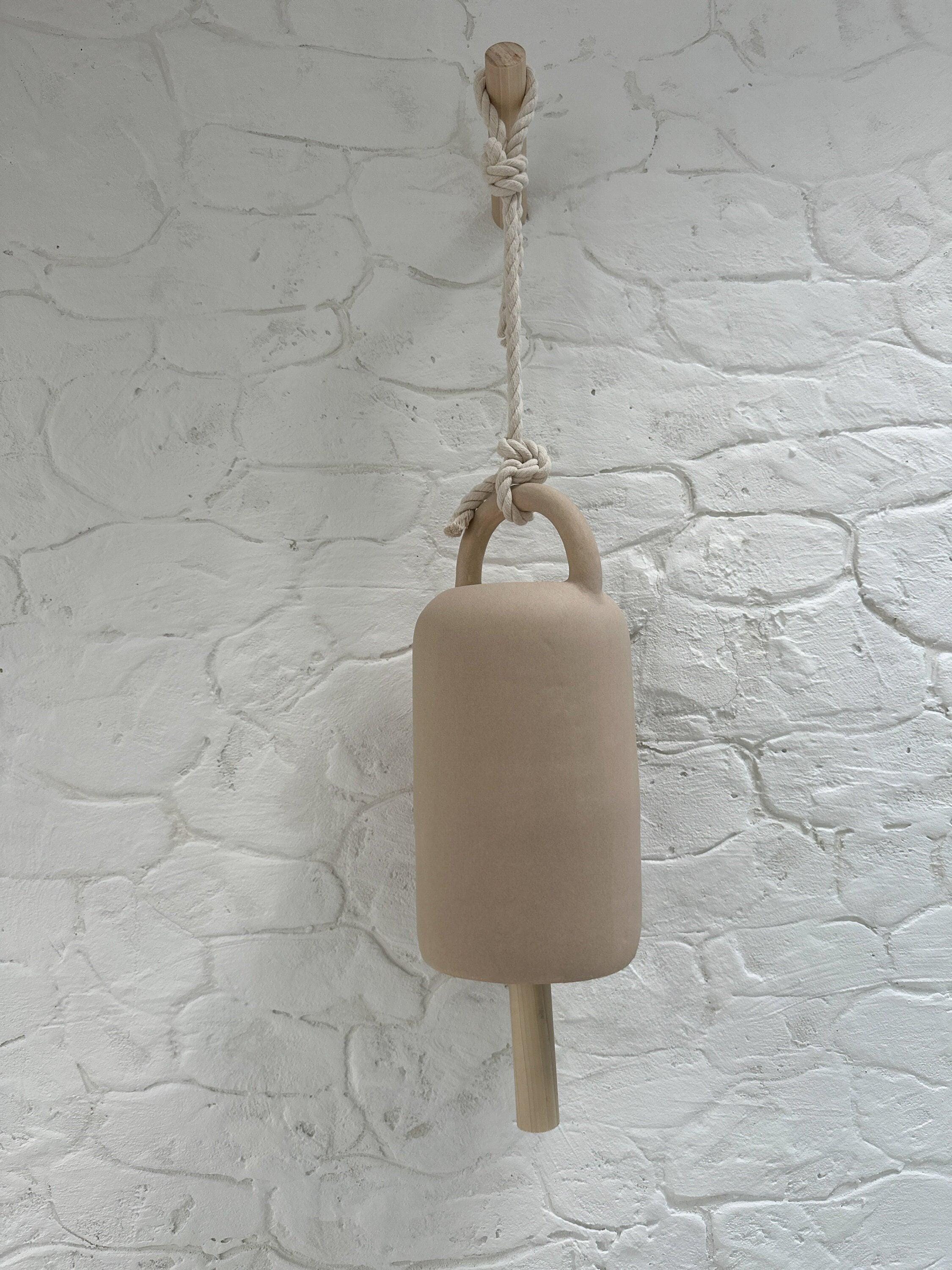 Long Ceramic Bell Xl Hand Huge Pottery Big Chime Cloche Trendy Decor Japandi Wall Art Customizable Clay Bells