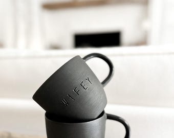 Hubby and Wifey Mugs Handmade Ceramic Couple Mugs His and Hers Mugs  Perfect Gift for Couples Engagement Wedding Anniversary Dishwasher Safe