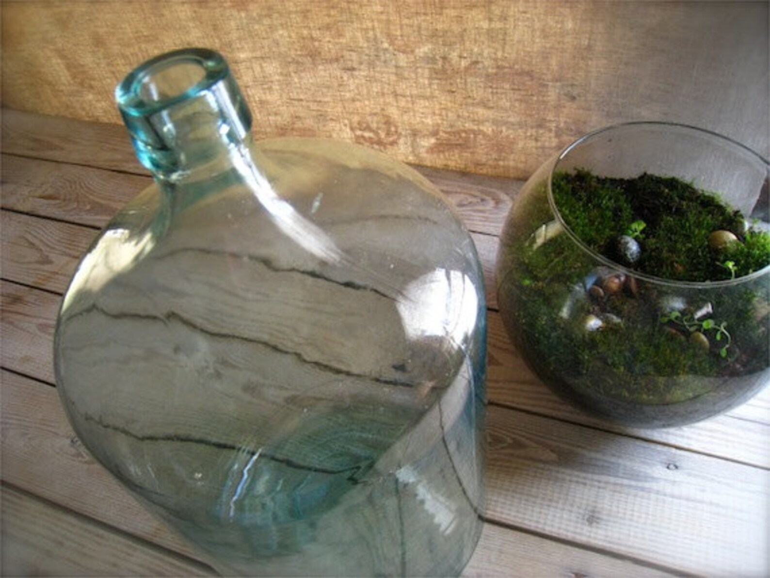 Large GLASS BOTTLE Glass Jar Terrarium Vintage Jug H2O Etsy