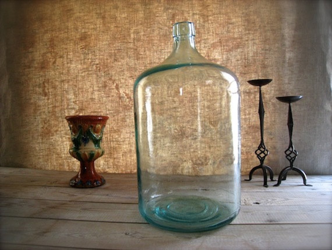 Large GLASS BOTTLE Glass Jar Terrarium Vintage Jug H2O Etsy