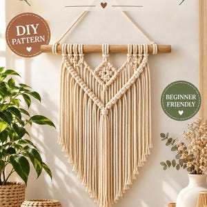 Easy Macrame Wall Hanging Pattern PDF, Beginner Macrame Tutorial, Boho Wall Decor DIY, Macrame Pattern, Modern Fiber Art