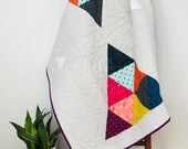 Modern triangle quilt patchwork baby quilt lap quilt boho modern nursery minimalist home decor