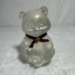 Vintage Fenton Frosted Iridescent Glass Frosted Snow Ice Bear Icicle Kingdom