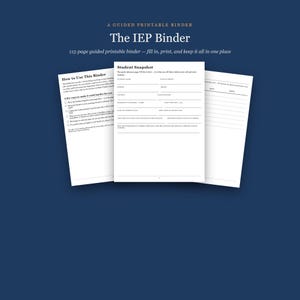 IEP Binder Printable — Special Education Organizer for Parents, IEP Meeting Prep, Goals Tracker, Evaluations Log, Document Index PDF