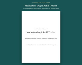 Registro de medicamentos y seguimiento de recargas (imprimible)