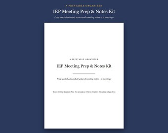 Kit imprimible para preparar y tomar notas para la reunión del IEP