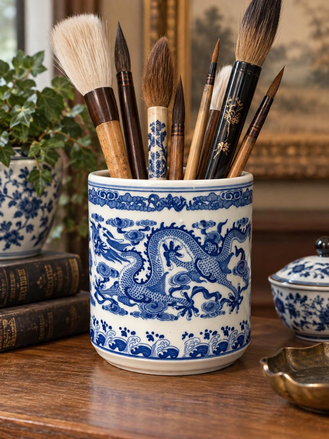 Blue and White Dragon Vase - Etsy