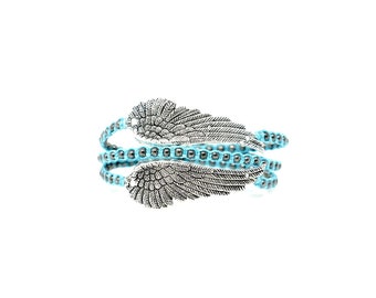Turquoise Double Angel Wing Wrap Bracelet