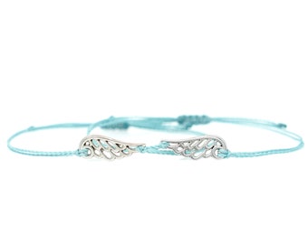 Turquoise Couples Angel Wing Bracelets, Friendship Bracelets, His and Hers Jewelry