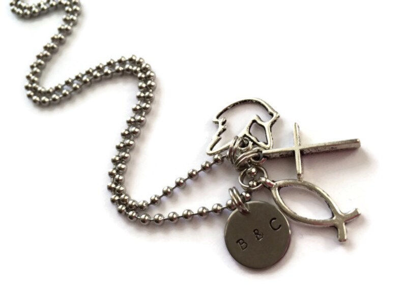 Personalized Faith Charm Necklace Cross Necklace Etsy