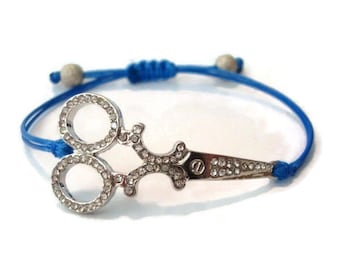 Blue Scissor Bracelet