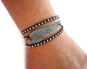Angel Wing Beaded Wrap Bracelet