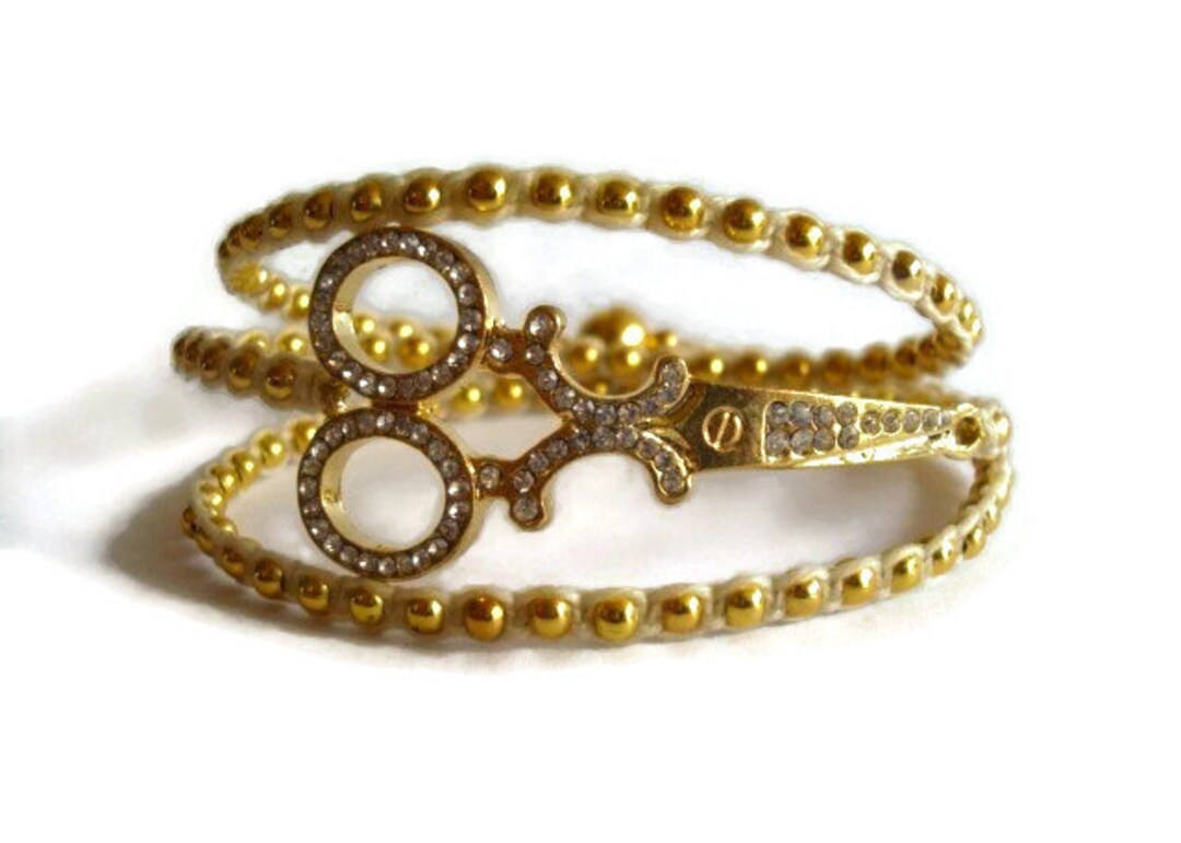 Hairdresser bracelet bundle! Gold and sparkle Scissors Bangle Bracelet CAPABLE BRACELET STACK– Artizan Joyeria main image 3