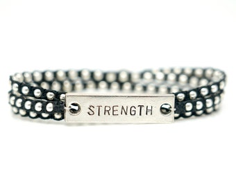 Personalized Strength Beaded Wrap Bracelet