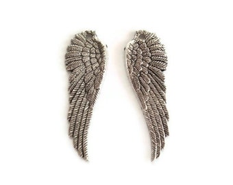 Angel Wing Charms, Antique Silver Angel Wing Pendants