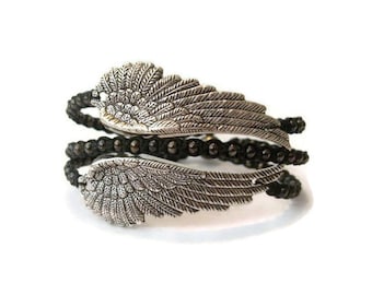 Angel Wings Beaded Wrap Bracelet