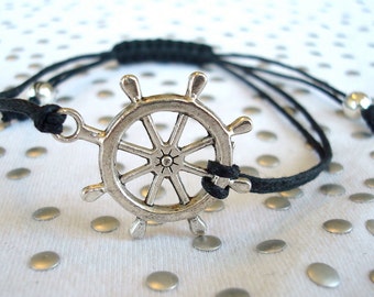 Silver Nautical Bracelet Rudder Charm