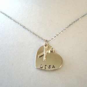 Personalized Heart and Scissor Charm Necklace