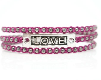 Love Bar Affirmation Beaded Wrap Bracelet