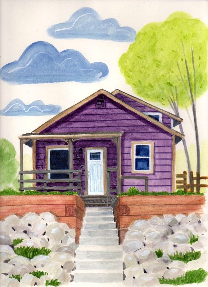 Watercolor House Portrait Hand Painted Original Art Great for Valentine's Day, Mother's Day, Moving, Anniversary From Your Photo SAMPLE image 2