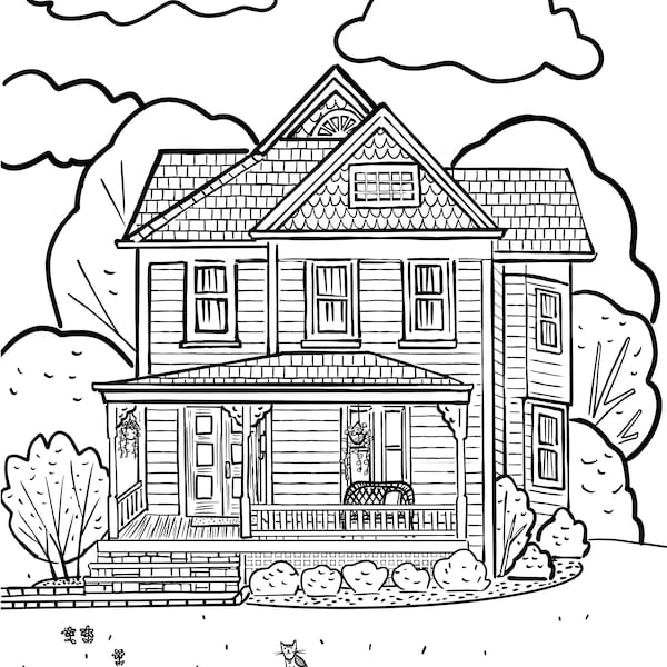 Kids at Home? House Portrait Coloring Page of YOUR HOUSE! Got Crayons?  Mother's Day, Children at Home. No payment until you are happy!!