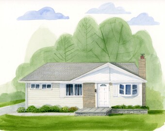 Watercolor House Portrait Hand Painted Original Art Great for Christmas, Moving, Anniversary From Your Photo  SAMPLE