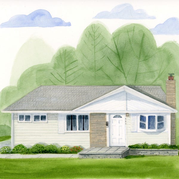 Watercolor House Portrait Hand Painted Original Art Great for Christmas, Moving, Anniversary From Your Photo  SAMPLE