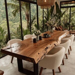 Handmade Live Edge Walnut Dining Table – Rustic Farmhouse Kitchen Table ...
