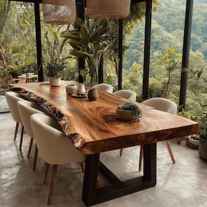 Handmade Live Edge Walnut Dining Table – Rustic Farmhouse Kitchen Table ...