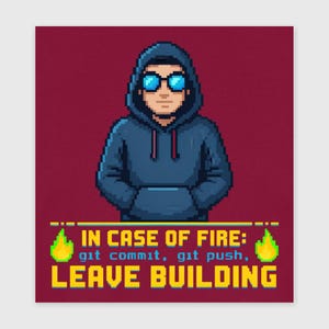 In Case of Fire Git Commit Push – T-shirt Programmatore, Felpa con Cappuccio, Felpa, Maglietta Donna Stile Pixel, Regalo Sviluppatore