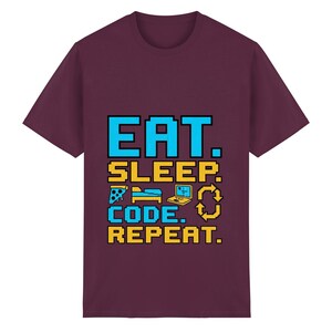 Eat Sleep Code Repeat – Retro Pixel Design – Coding Humor - Heavy Cotton T-Shirt