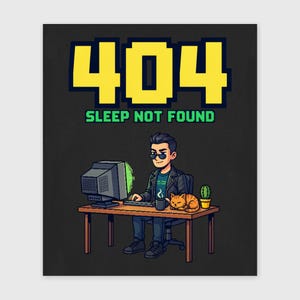 404 Sleep Not Found Shirt – Gamer & Programmer Tee in Retro Pixel Style, Nerd Gift for Night Owls, Hoodie, Sweatshirt