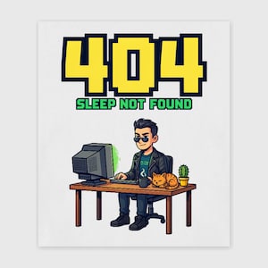 T-Shirt 404 Sleep Not Found – tee gamer et programmeur style pixel rétro, cadeau nerd pour oiseaux de nuit, hoodie, sweat