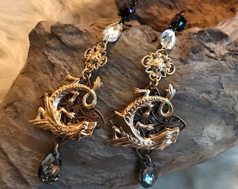 Victorian brass and Swarovski crystal &quot;The Order of the Dragon&quot;