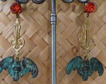 Long Victorian owl and crystal &quot;Noctalis&quot; earrings