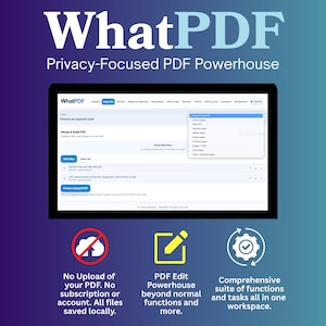 WhatPDF PDF-redigerare – Sammanfoga, signera, OCR, komprimera och redigera offline