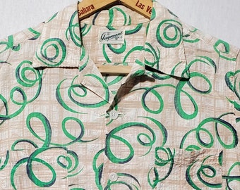 Vintage 1950s GUYMONT Atomic Pattern Cotton Seersucker Shirt - S