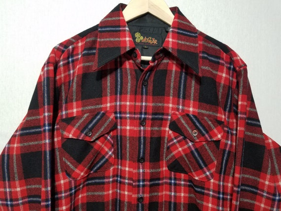 NOS Vintage 1970s Plaid Wool Shirt - L - Pendleto… - image 2