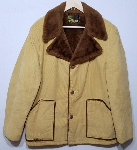 Funky Vintage 1970s  Corduroy & Fake Fur Coat - L… - image 1