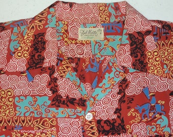 1940s Hawaiian Shirt / M / Asian / Atomic / 1950s Hawaiian Shirt / Silky Rayon / 1940s Shirt / 1950s Shirt / Vintage 1950s Menswear