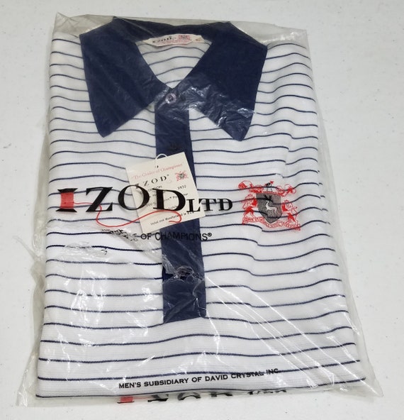 NOS Vintage 1960s IZOD Men's Striped Knit Polo Sh… - image 1
