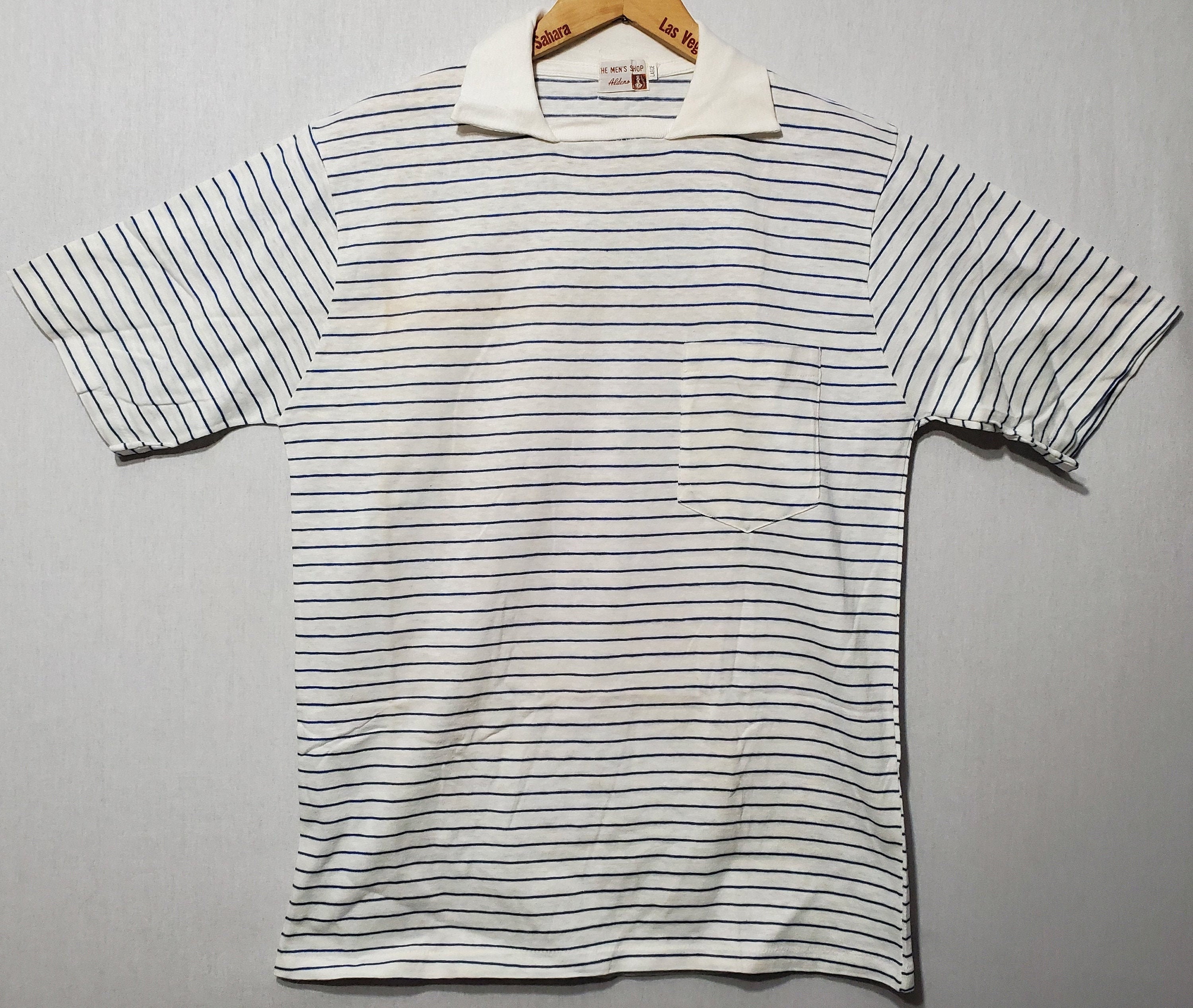 NOS Vintage 1950's Border Stripe Collared T Shirt M - Etsy